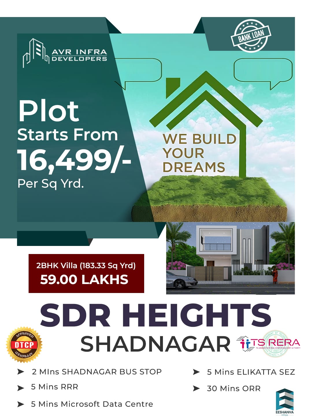 605 SQ.YDS + FREE 1BHK WEEKEND HOME (285 SFT) @ YADAGIRIGUTTA...